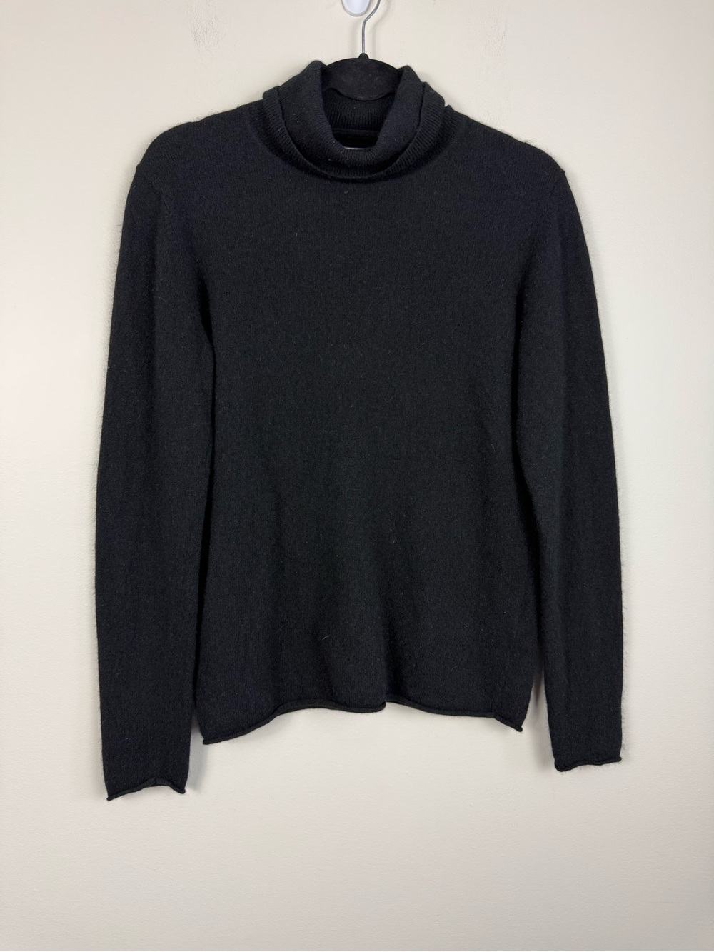 Belle France Cashmere Top Womens Xl Black Turtleneck Long Sleeve Casual Work